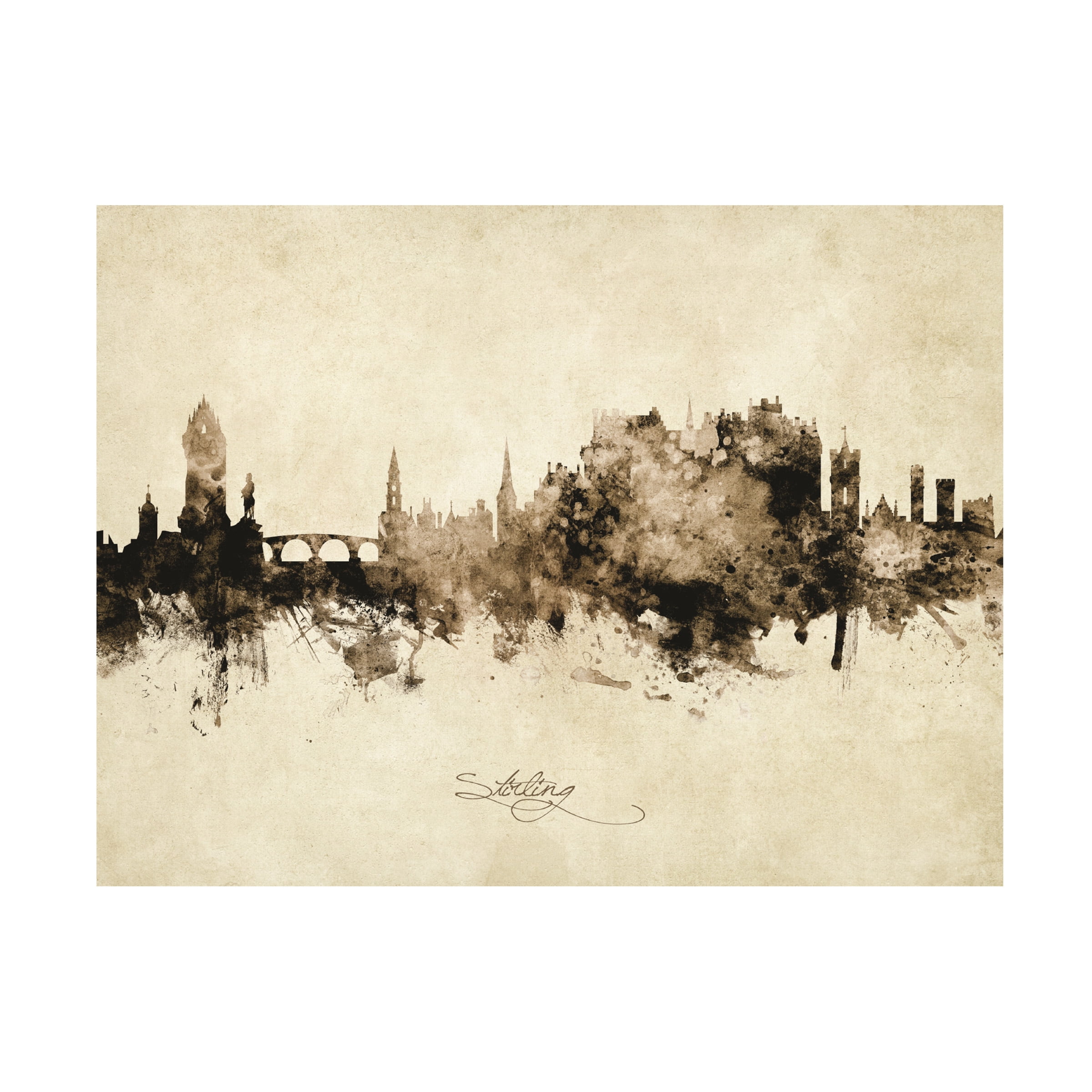 Michael Tompsett 'Stirling Scotland Skyline Vintage' Canvas Art