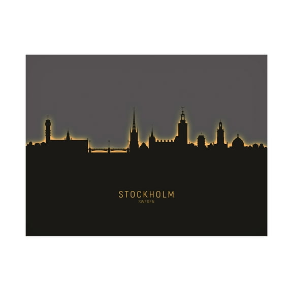 Michael Tompsett 'Stockholm Sweden Skyline Glow II' Canvas Art