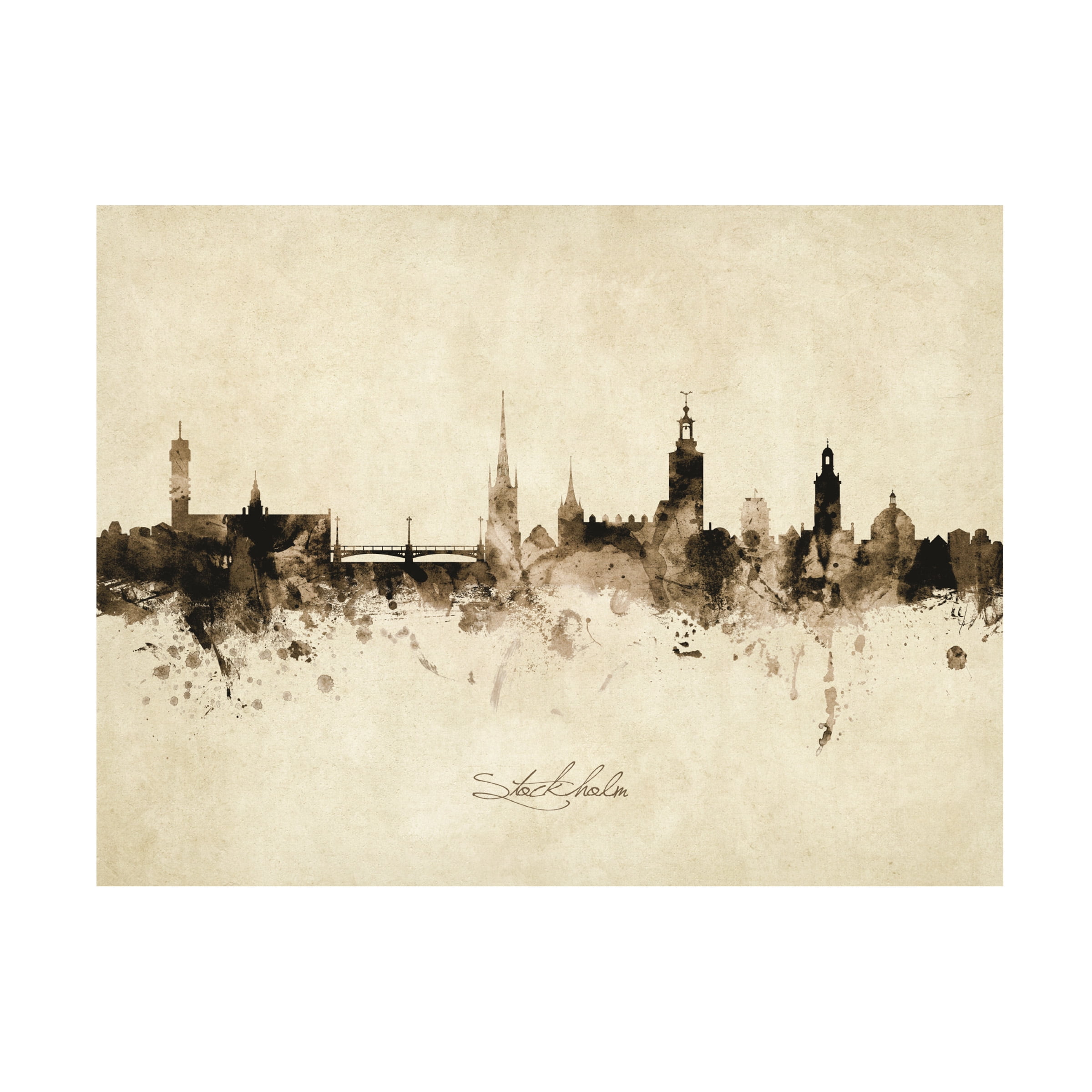 Michael Tompsett 'Stockholm Sweden Skyline Vintage' Canvas Art