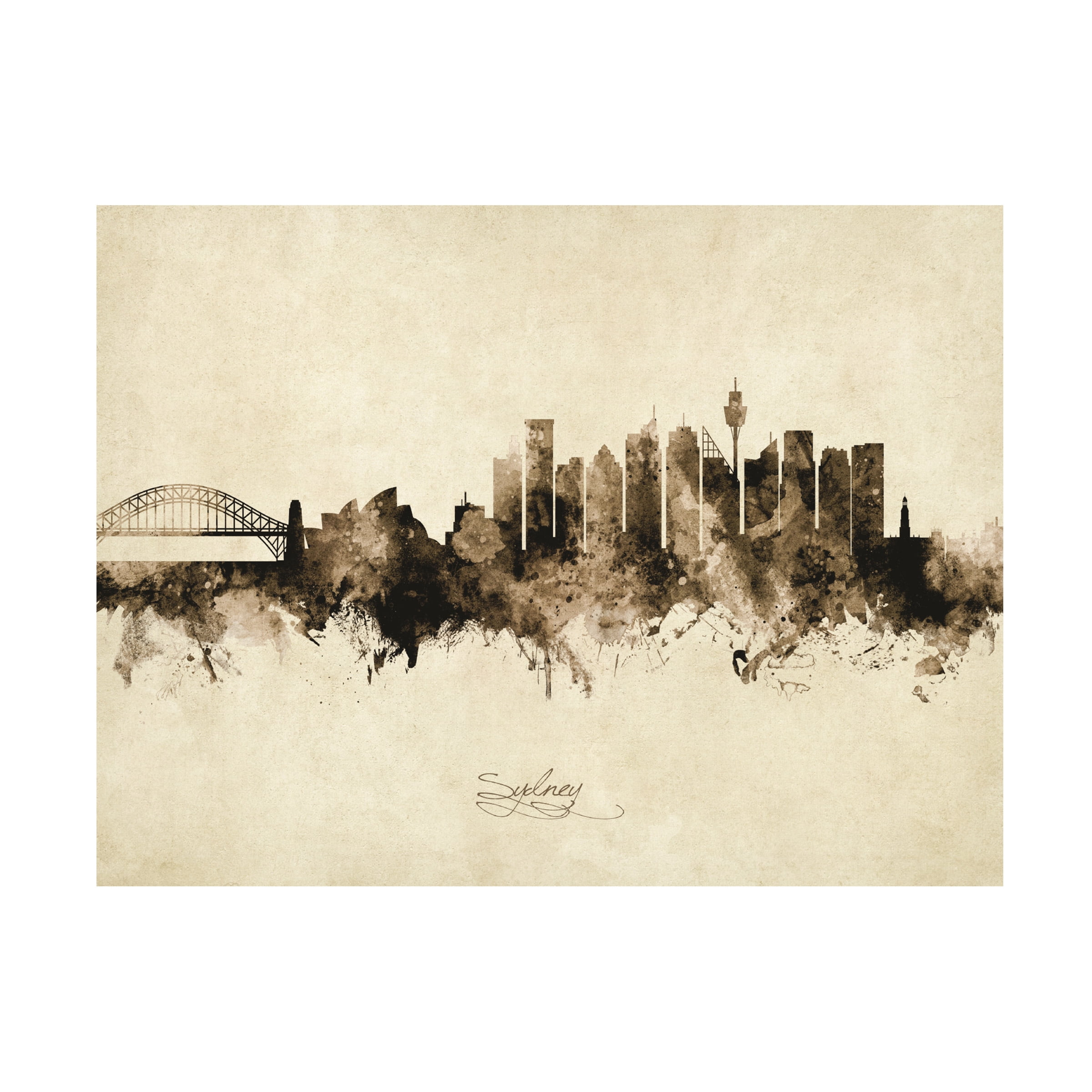Michael Tompsett 'Sydney Australia Skyline Vintage' Canvas Art