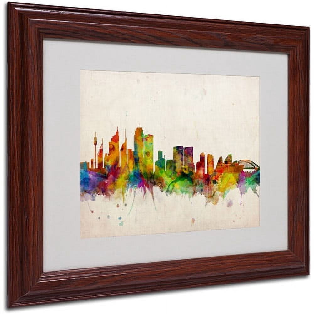 Michael Tompsett 'Sydney Skyline' Matted Framed Art - 16x20 Inches - Wood Frame (MT0190-W1620MF)