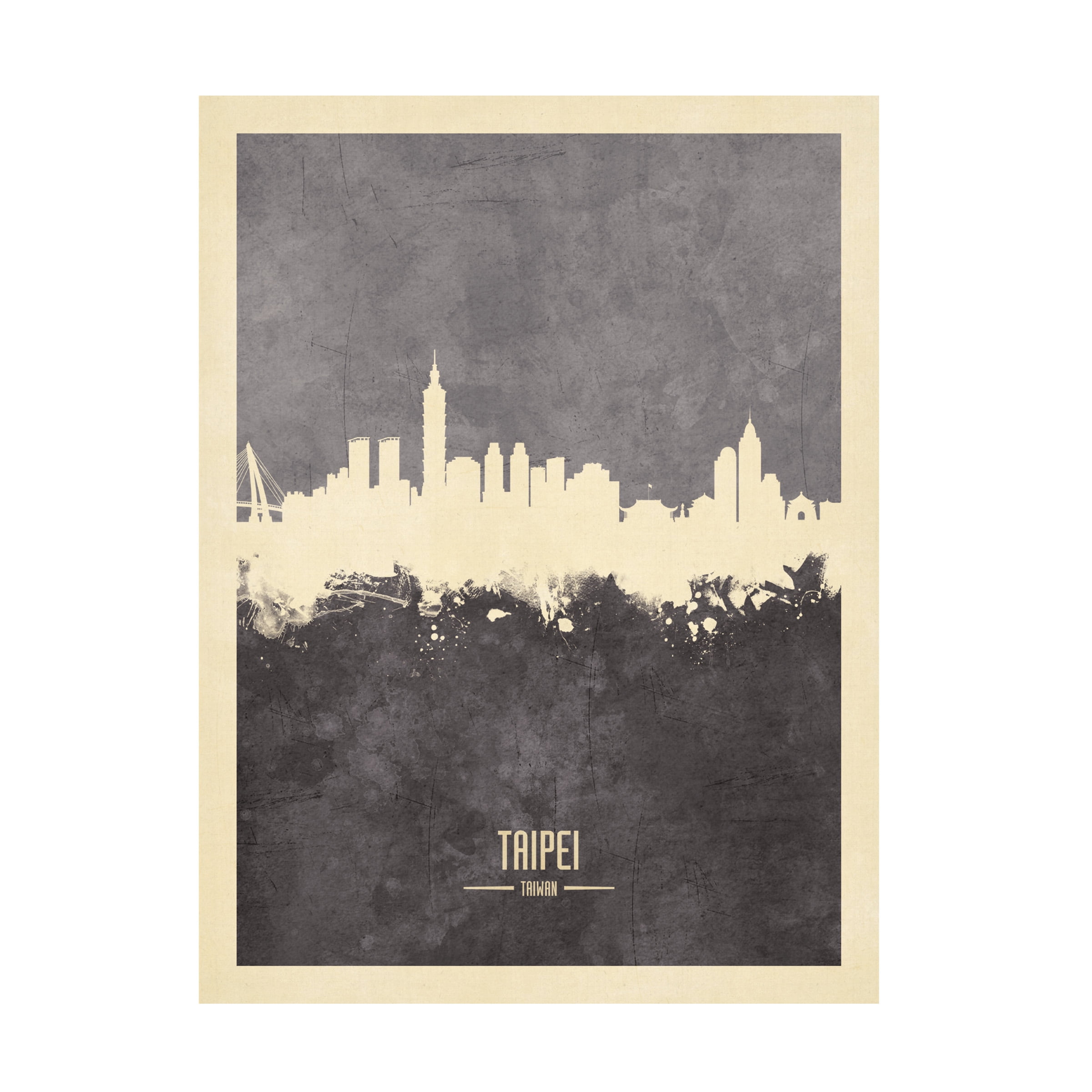 Michael Tompsett 'Taipei Taiwan Skyline Gray' Canvas Art