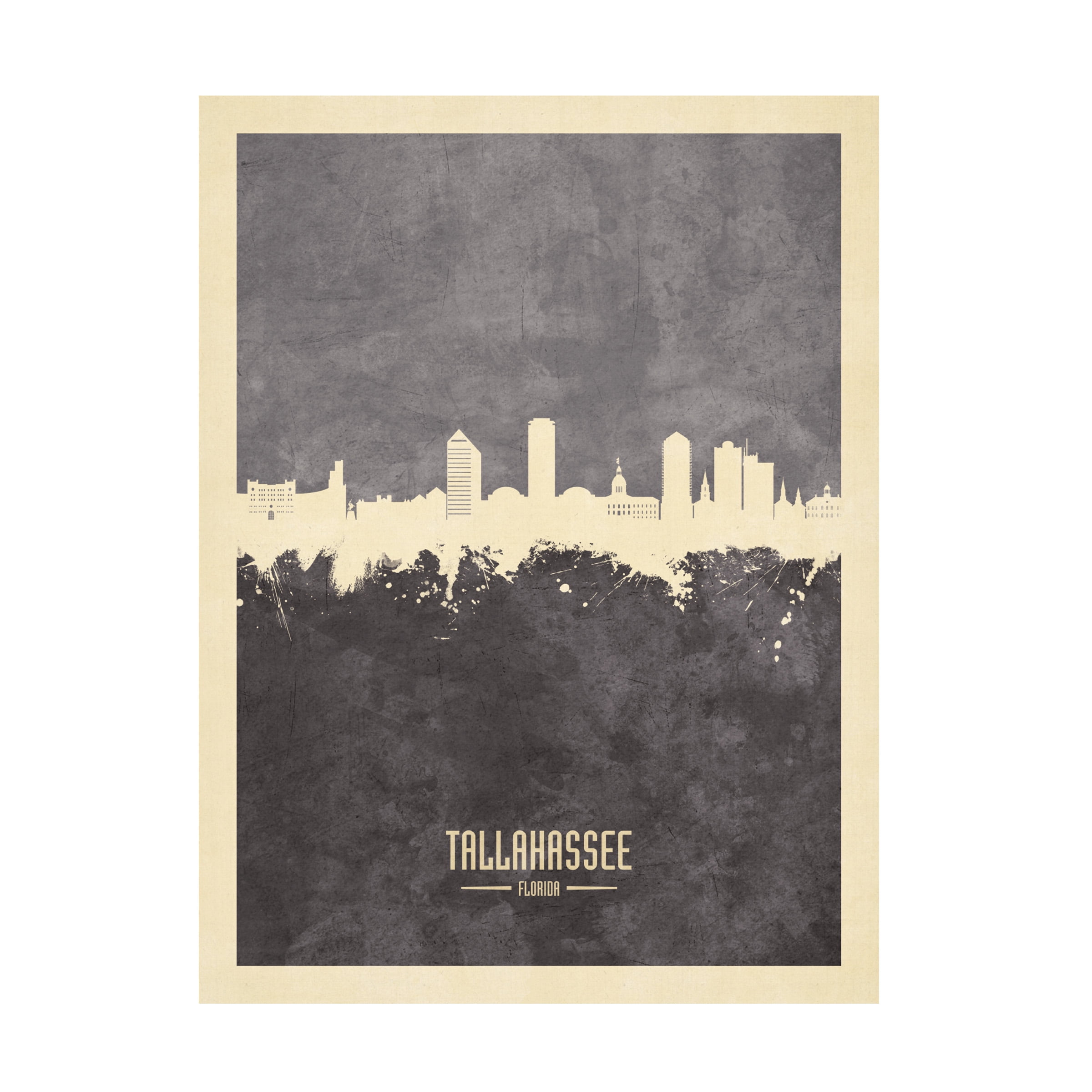 Michael Tompsett 'Tallahassee Florida Skyline Gray' Canvas Art
