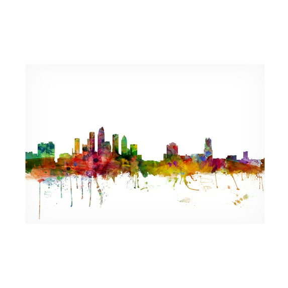 Trademark Fine Art Michael Tompsett Tampa Florida Skyline Canvas Wall Art - 22x32