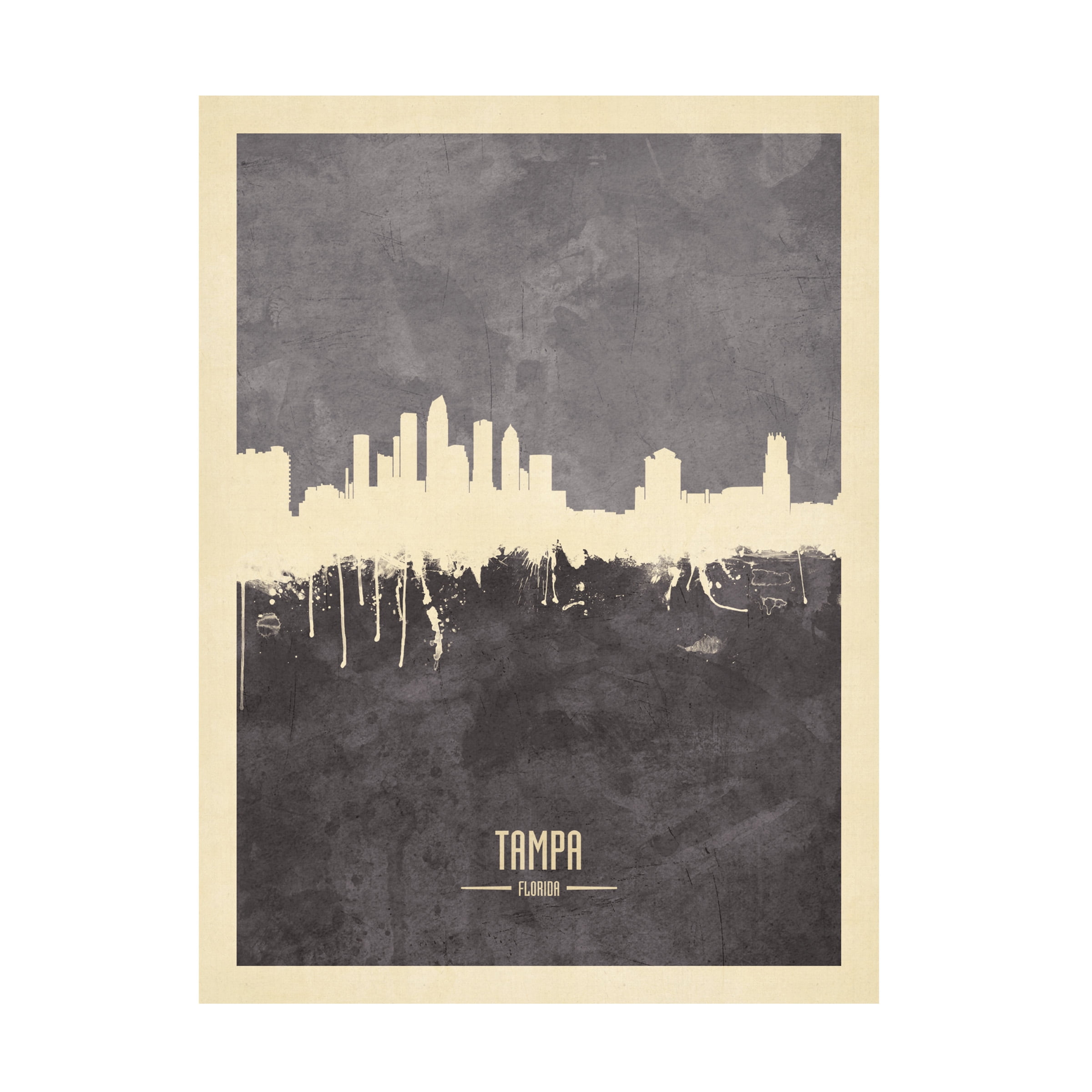 Michael Tompsett 'Tampa Florida Skyline Gray' Canvas Art