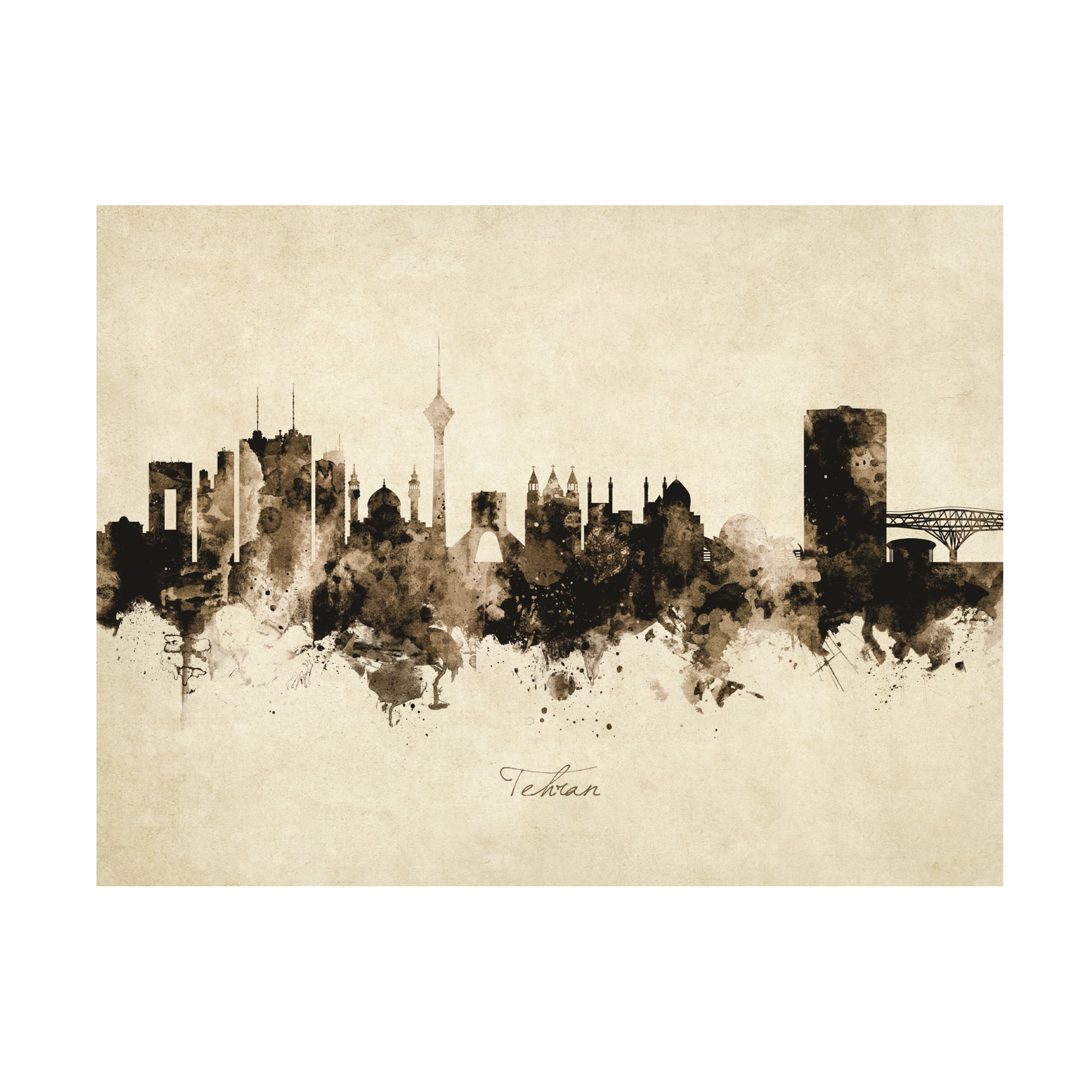 Michael Tompsett 'Tehran Iran Skyline Vintage' Canvas Art