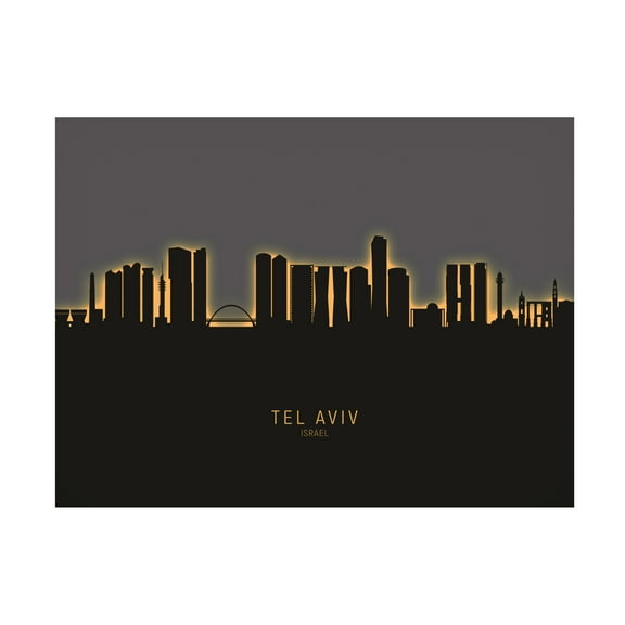 Michael Tompsett 'Tel Aviv Israel Skyline Glow II' Canvas Art