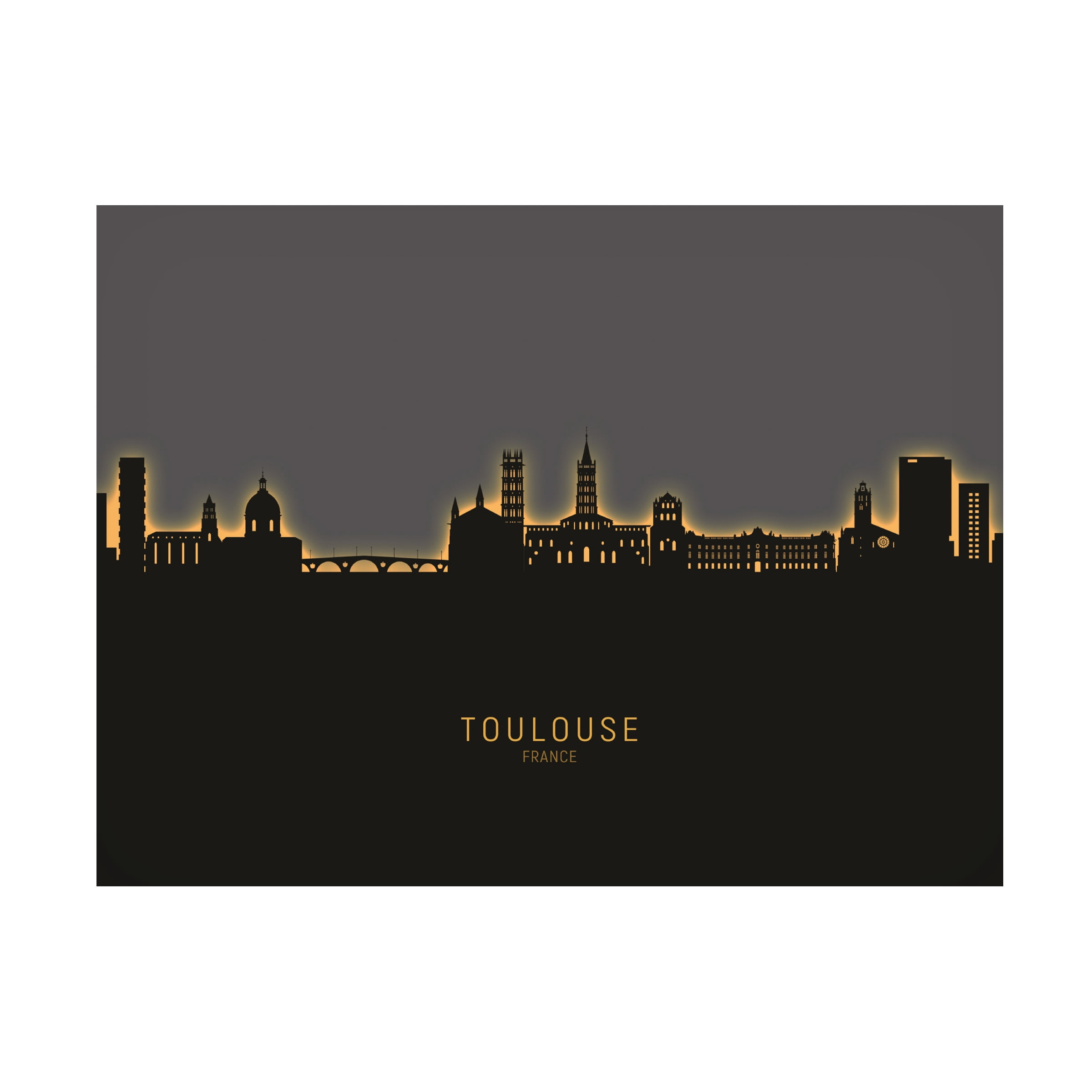 Michael Tompsett 'Toulouse France Skyline Glow II' Canvas Art