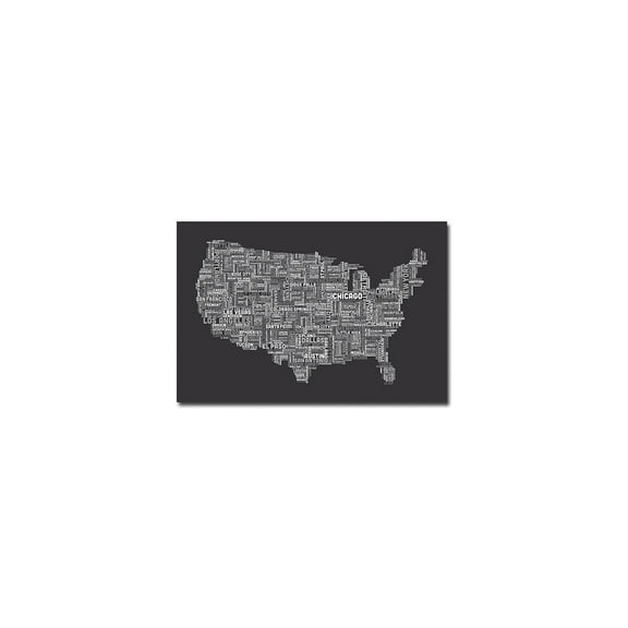 Michael Tompsett 'US Cities Text Map III' Canvas Art