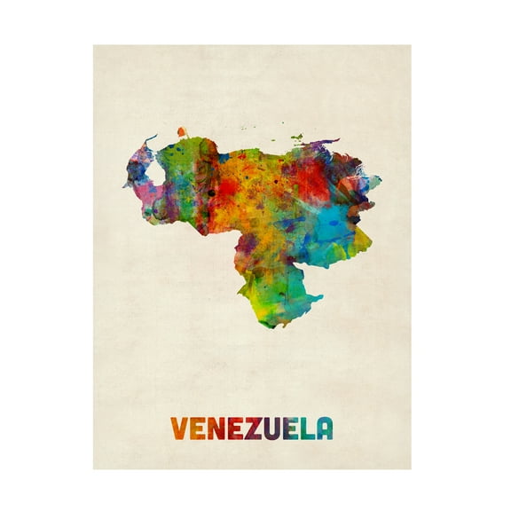 Trademark Fine Art Michael Tompsett Venezuela Watercolor Map Canvas Wall Art - 18x24