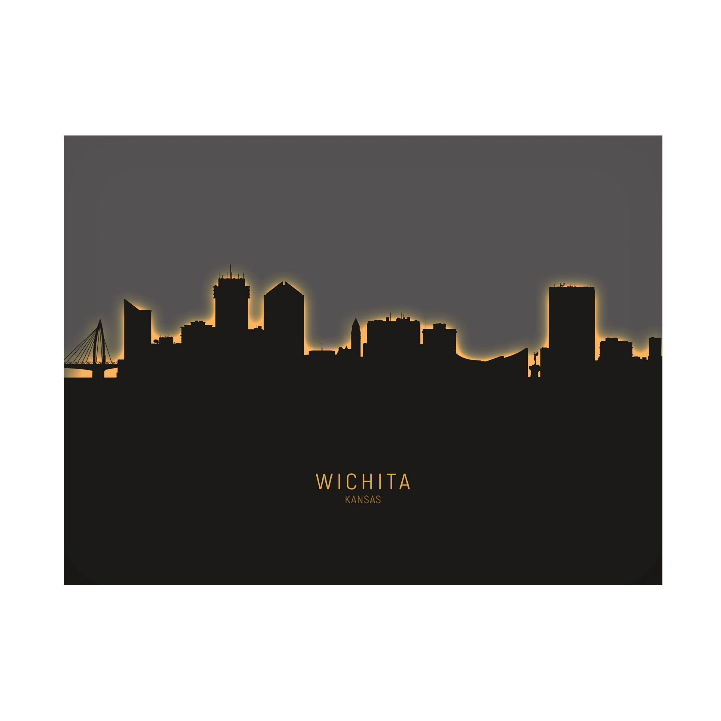 Michael Tompsett 'Wichita Kansas Skyline Glow II' Canvas Art