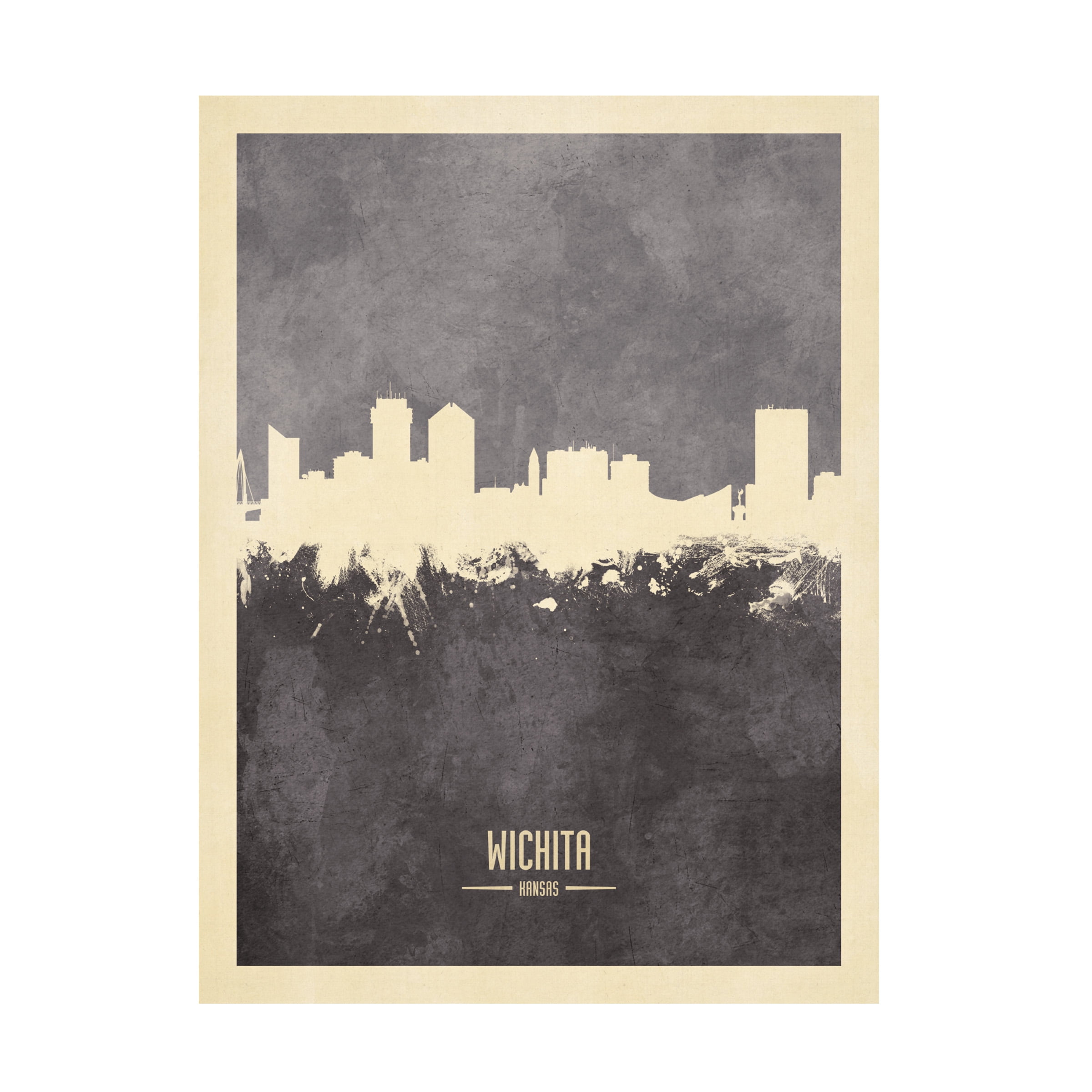 Michael Tompsett 'Wichita Kansas Skyline Gray' Canvas Art