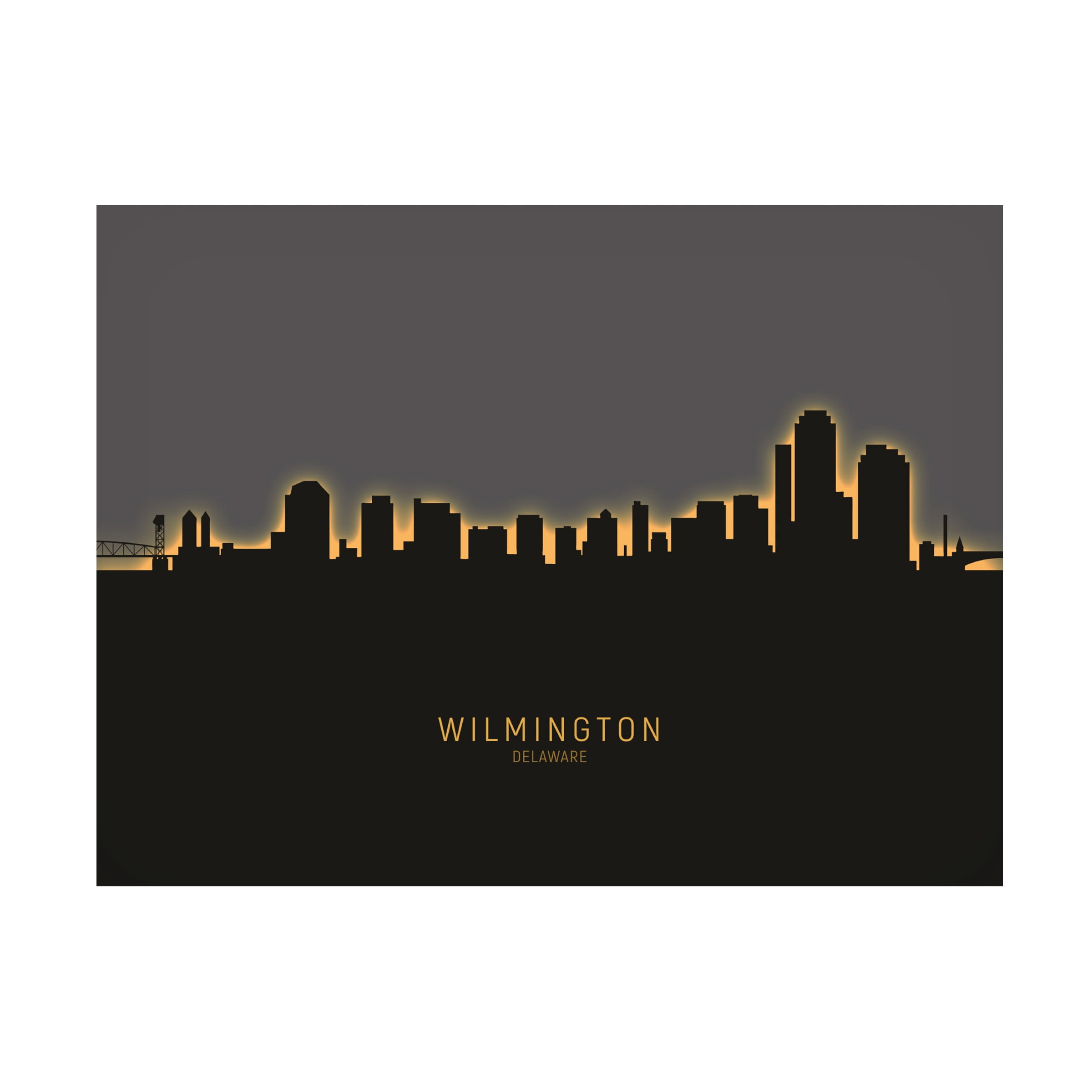Michael Tompsett 'Wilmington Delaware Skyline Glow II' Canvas Art