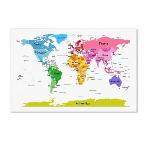 Michael Tompsett 'World Map for Kids II' Canvas Art