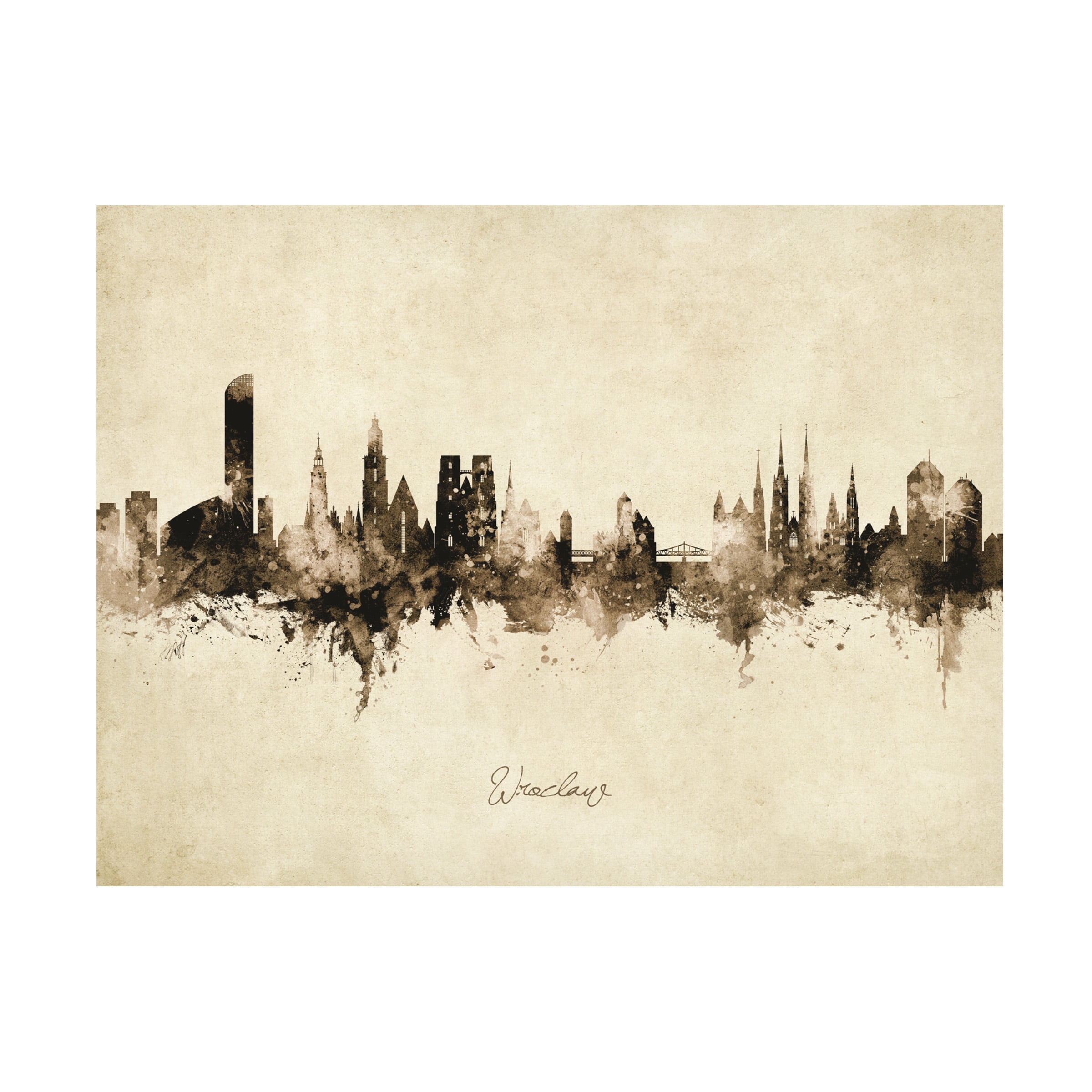 Michael Tompsett 'Wroclaw Poland Skyline Vintage' Canvas Art