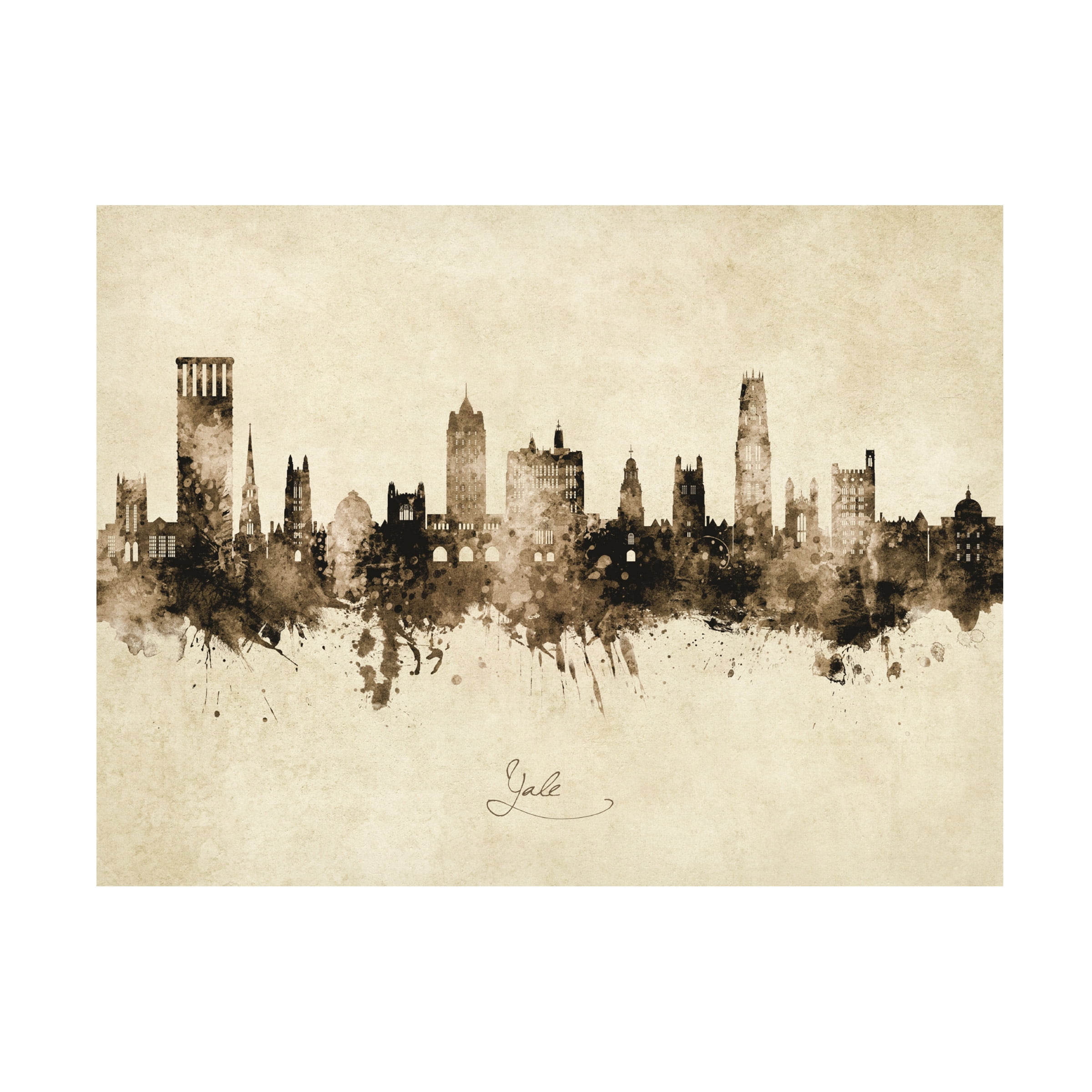 Michael Tompsett 'Yale Connecticut Skyline Vintage' Canvas Art