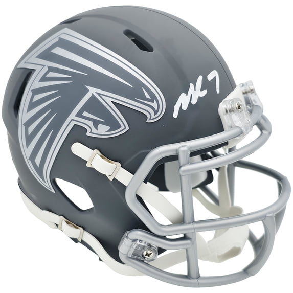 Michael Vick Autographed Atlanta Falcons Slate Gray Speed Mini Helmet Beckett BAS Witness 243637