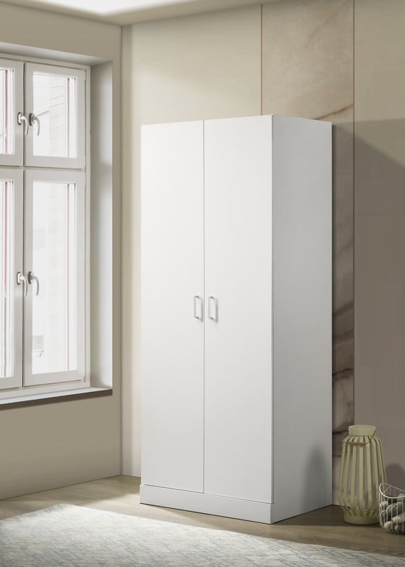 Michael 71.5" White Double Door Wardrobe with Mirror