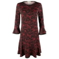 thumbnail image 1 of Michael  Women's Lace Print Bell-Sleeve Dress RC Large, 1 of 4