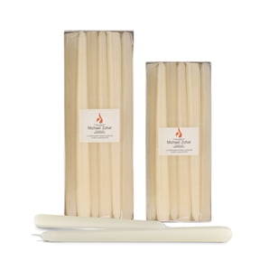 Michael Zohar Candles Unscented Hand Dipped Taper Candles | 12 Dripless, Smokeless Candlesticks - 10" - Ivory