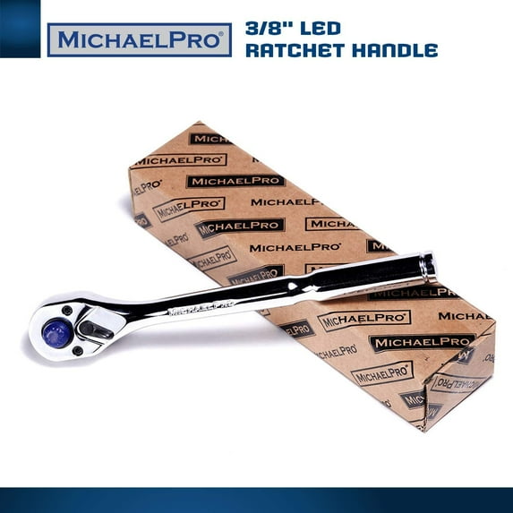 MichaelPro MP001037 3/8" Drive Socket Ratchet Handle with Built-in LED Flashlight