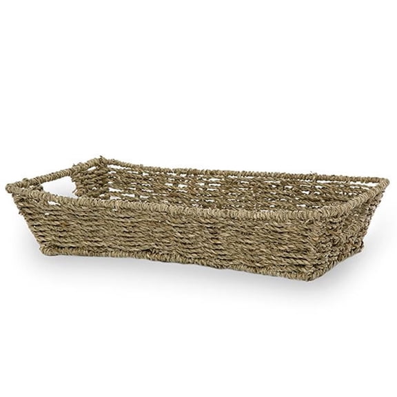 Premium Handmade 13" Seagrass Rectangular Tray Basket – Rustic Boho Organizer for Kitchen Countertop, Bathroom, Coffee Table & Entryway Catchall for Keys, Remotes & Decor by The Lucky Clover Trading
