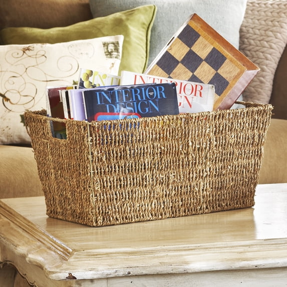 Michaela Slim Sea Grass Rectangular Utility Basket 18in