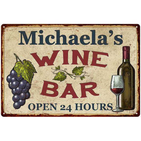 Michaela's Rustic Wine Bar Sign Wall Dcor Kitchen Gift 12x18 Metal 112180056885