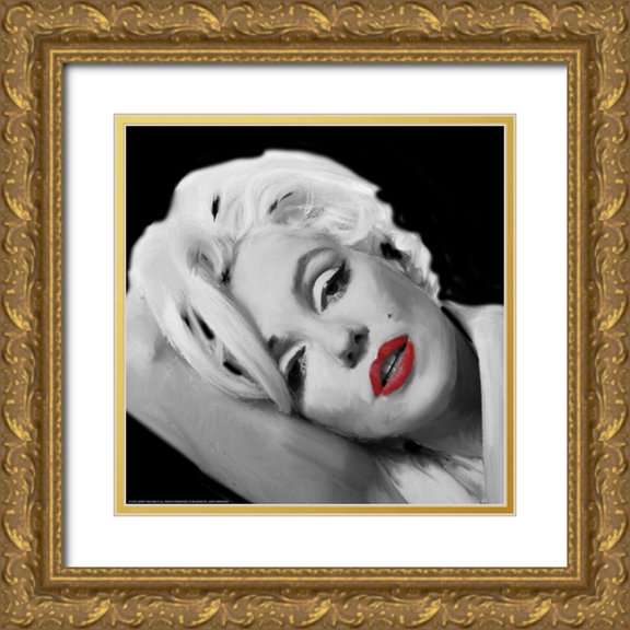 Michaels, Jerry 20x20 Gold Ornate Wood Framed with Double Matting Museum Art Print Titled - Marilyns Lips