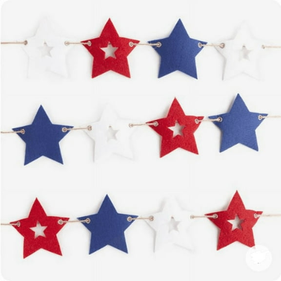 Michaels Patriotic Decor - Felt Star Chain Banner Garland 5ft