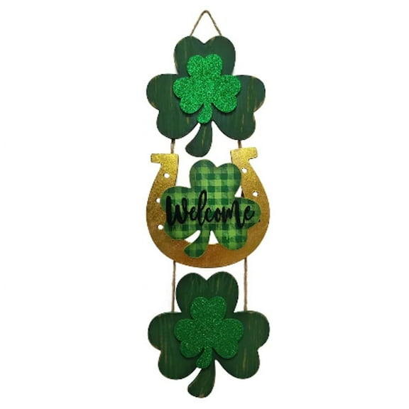 Michaels St Patricks Decor - Welcome Horseshoe Shamrock Dangler Sign