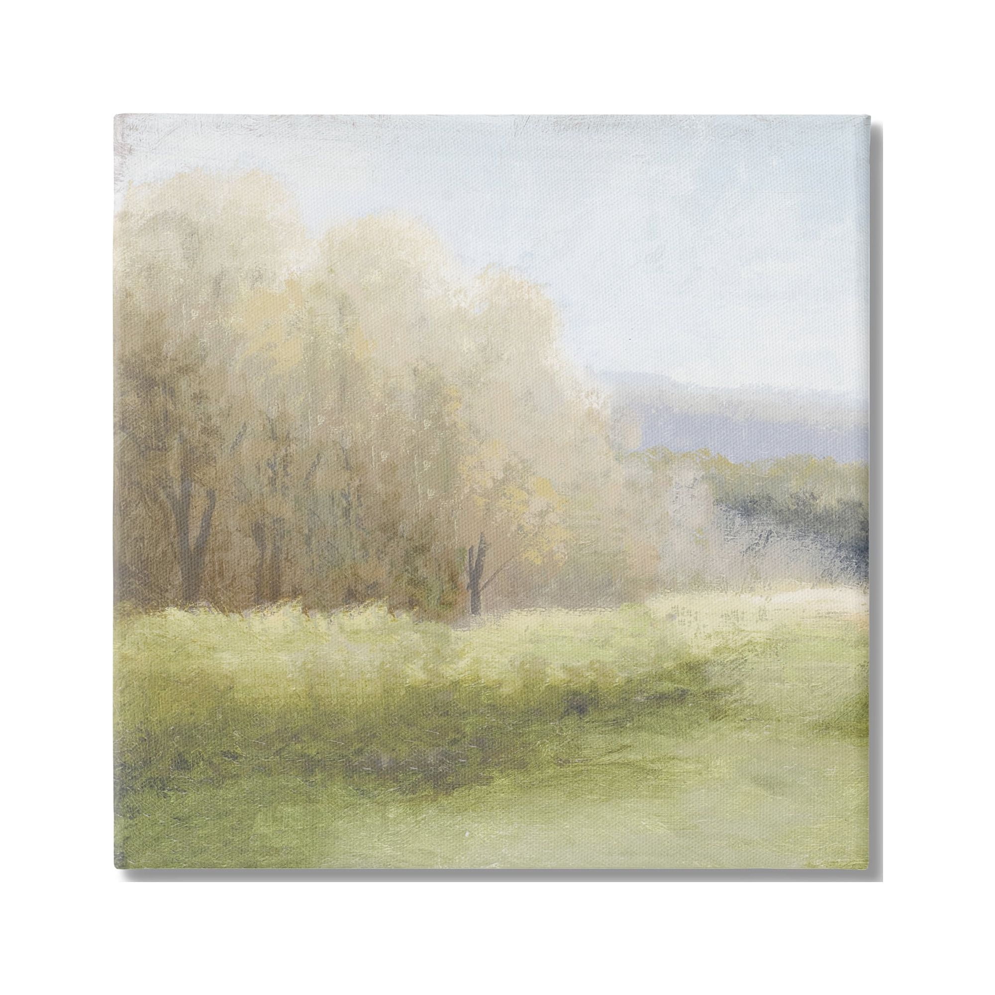 Stupell Industries Misty Trees Peaceful Countryside Soft Brush Impressionist Painting,17 x 17, Design by Michale Macron