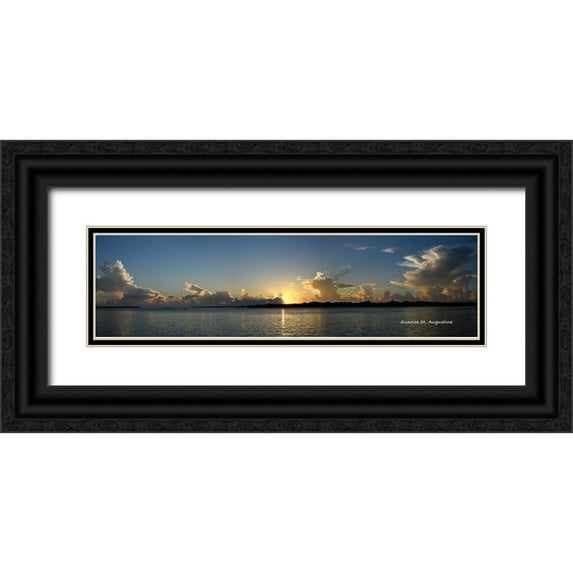 Michaud, Robert 18x8 Black Ornate Wood Framed with Double Matting Museum Art Print Titled - SA sunrise_Panorama1