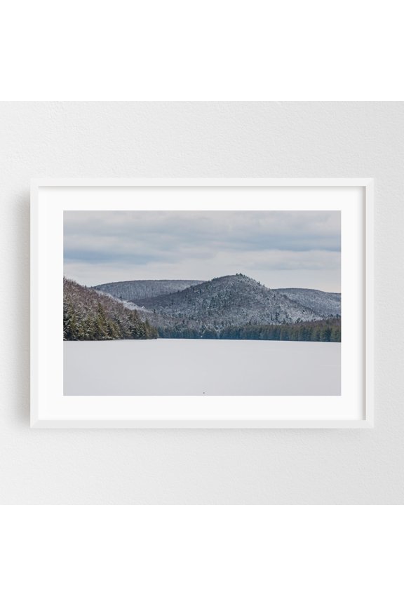 Michaux State Park on a Cold Winter Day - Fayetteville Pennsylvania Photography Winter Snow Landscape Nature Mountain Wilderness Scenic White Framed Wall Art Print 16 x 24 inches