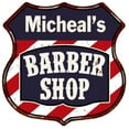 thumbnail image 1 of Micheal's Barber Shop Sign Shield Metal Gift Hair Gift 211110020150, 1 of 1