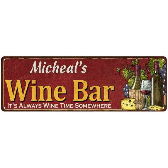 Micheal's Wine Bar Red Home Kitchen Decor 8x24 Sign 108240056356