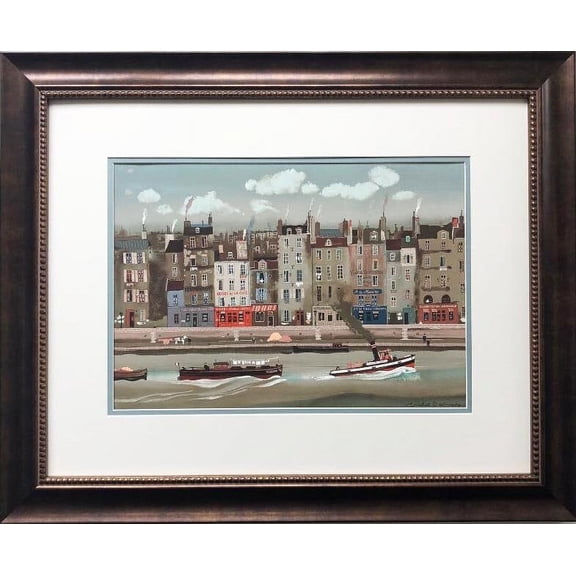 Michel Delacroix "Le Remorqueur" Framed Stone Signed Litho Generic