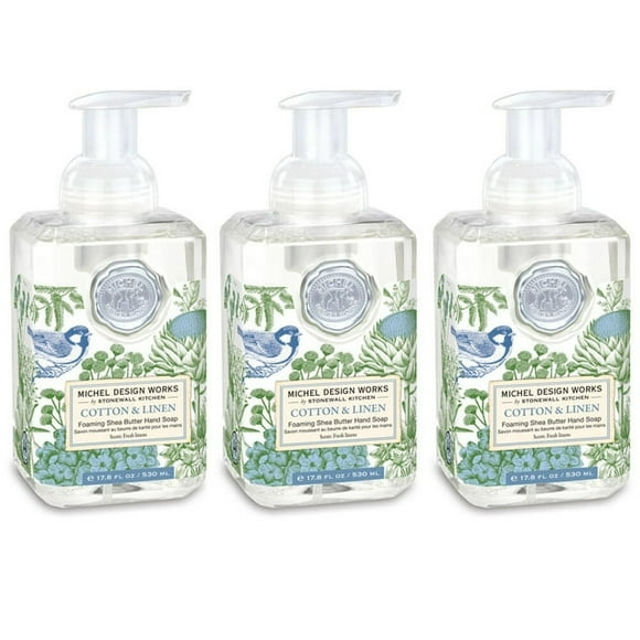 Michel Design Works Foaming Hand Soap, 17.8-Fluid Ounce, Cotton & Linen, 3-Pack