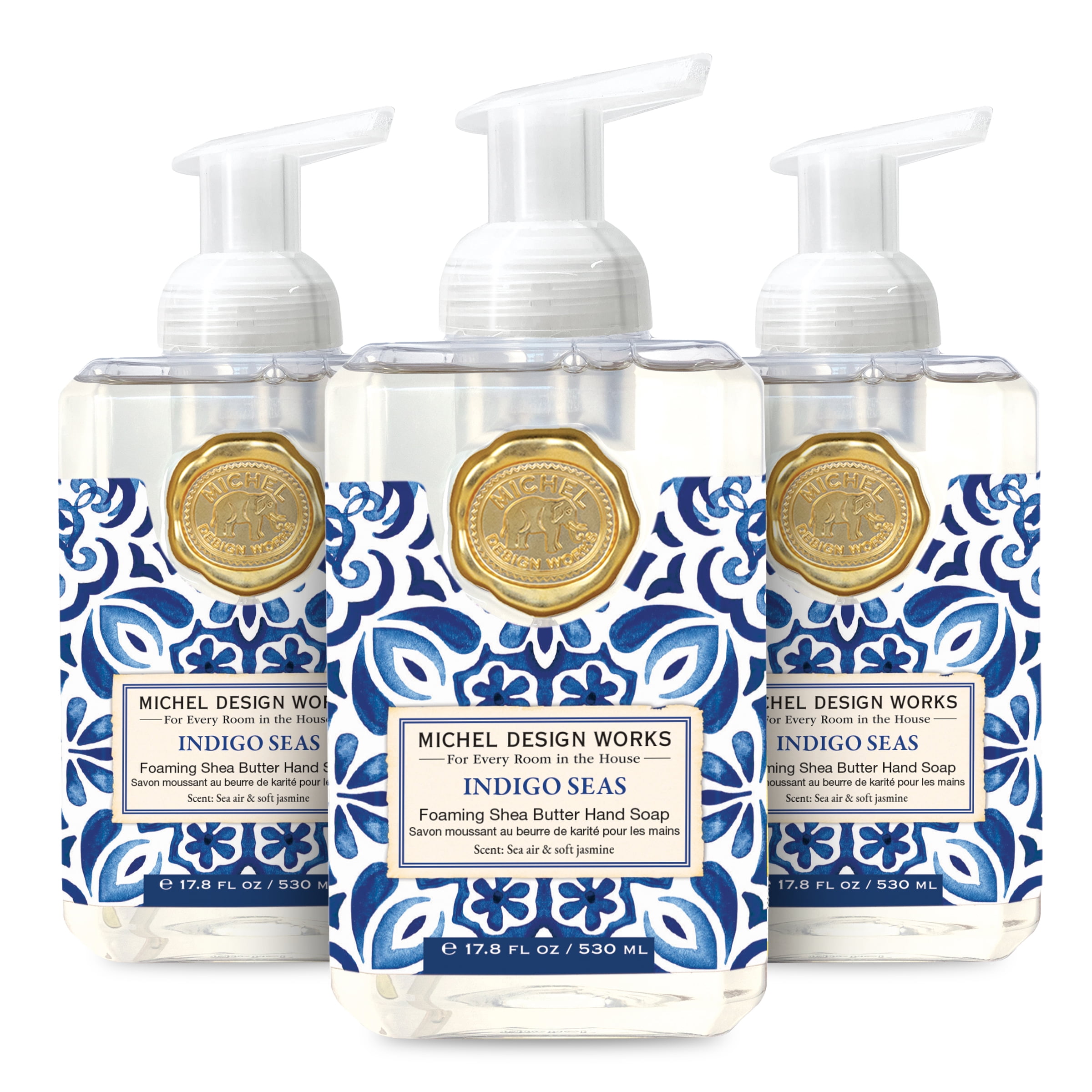 Michel Design Works Foaming Hand Soap, Indigo Seas, 3-Pack, Foaming Hand Soap