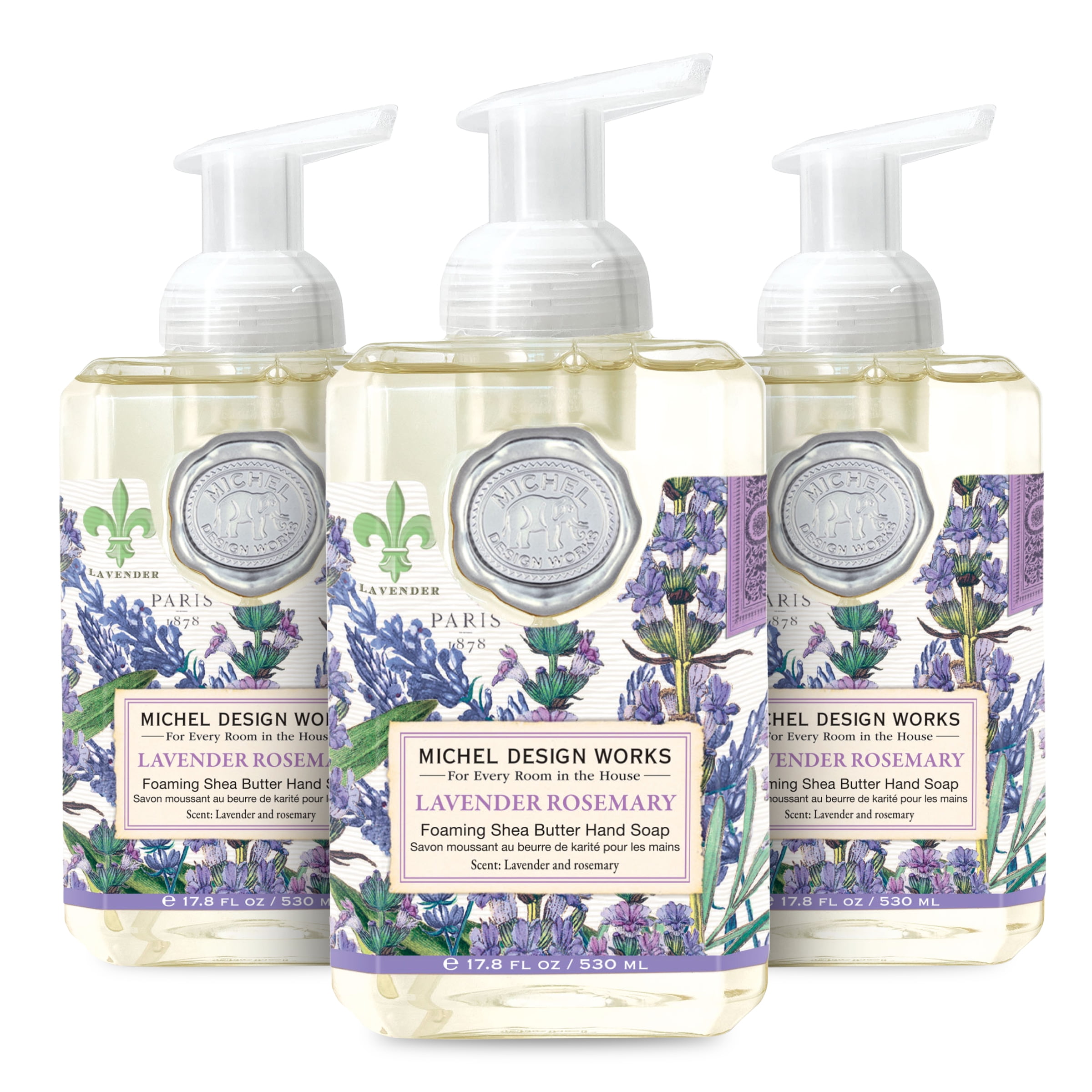 Michel Design Works Foaming Hand Soap, Lavender Rosemary, 3-Pack, Foaming Hand Soap