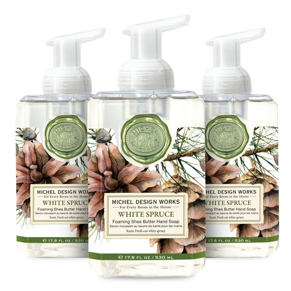 Michel Design Works Foaming Hand Soap, White Spruce, 3-Pack, Foaming Hand Soap