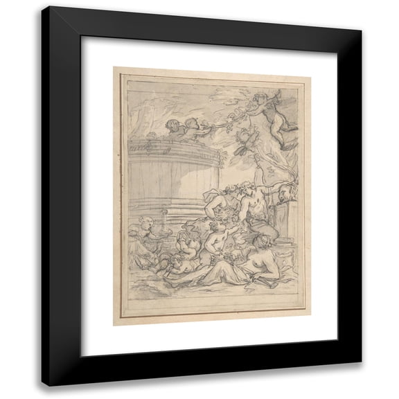 Michel Dorigny 12x14 Black Modern Framed Museum Art Print Titled - Bacchanal (17th Century)