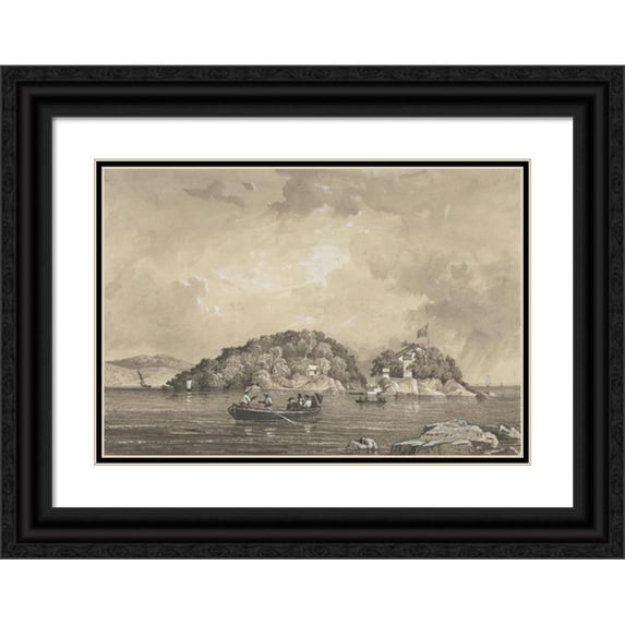 Michel Jean Cazabon 24x18 Black Ornate Framed Double Matted Museum Art Print Titled: Caledonia and Craig Islands (1857)