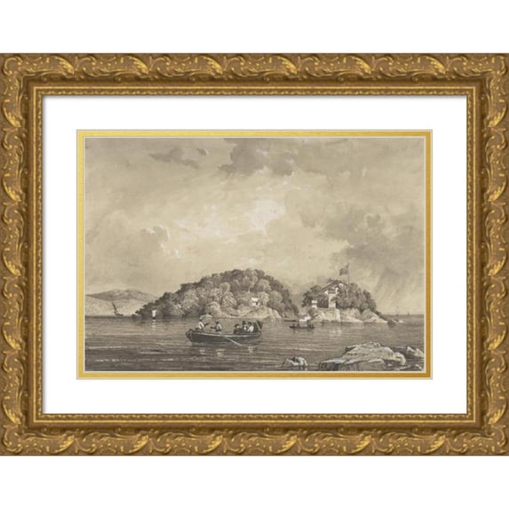 Michel Jean Cazabon 24x18 Gold Ornate Framed and Double Matted Museum Art Print Titled - Caledonia and Craig Islands (1857)