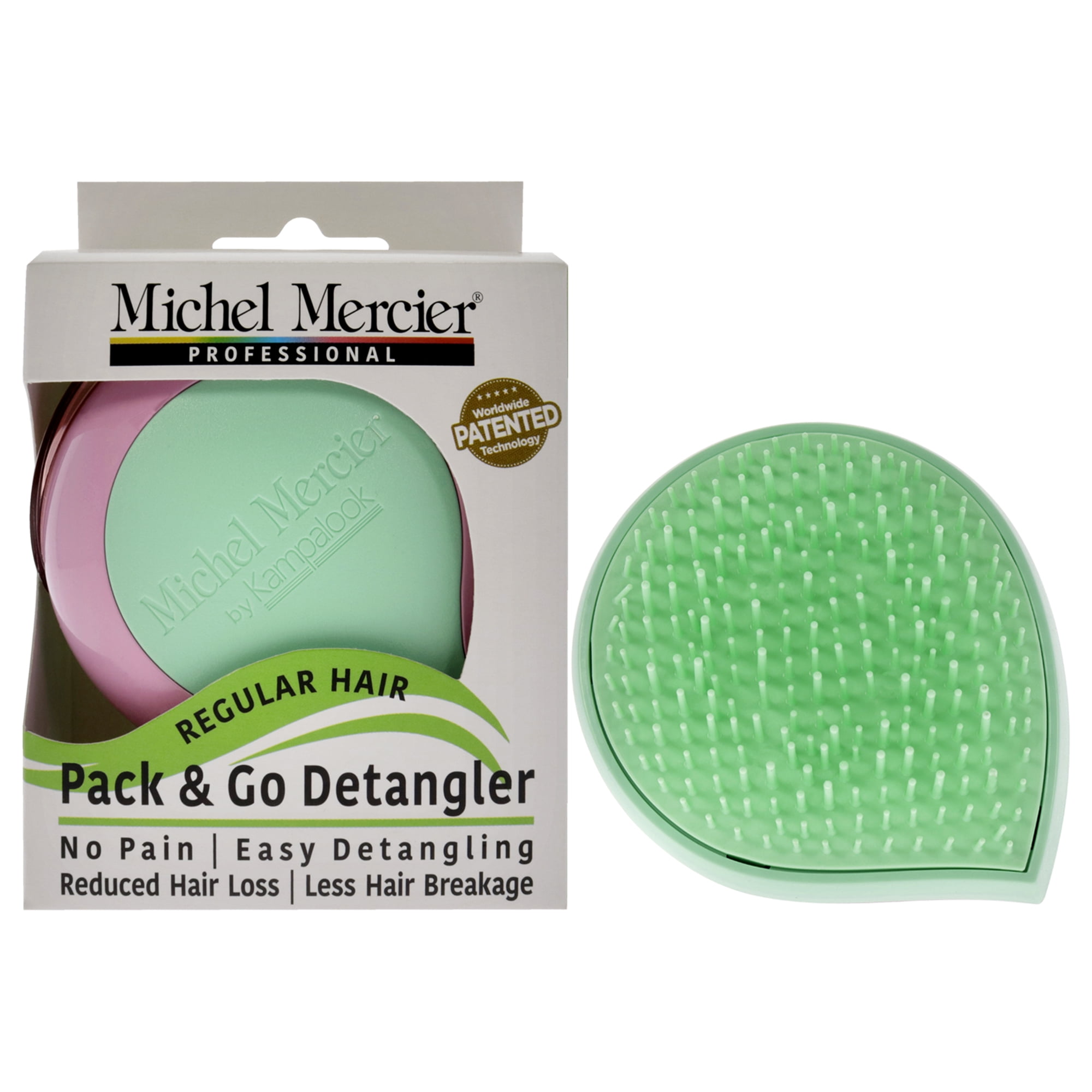 Michel Mercier Pack and Go Detangler Regular Hair GreenPink , 1 Pc