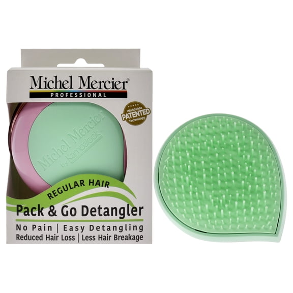 Michel Mercier Pack and Go Detangler Regular Hair - Green-Pink , 1 Pc Hair Brush