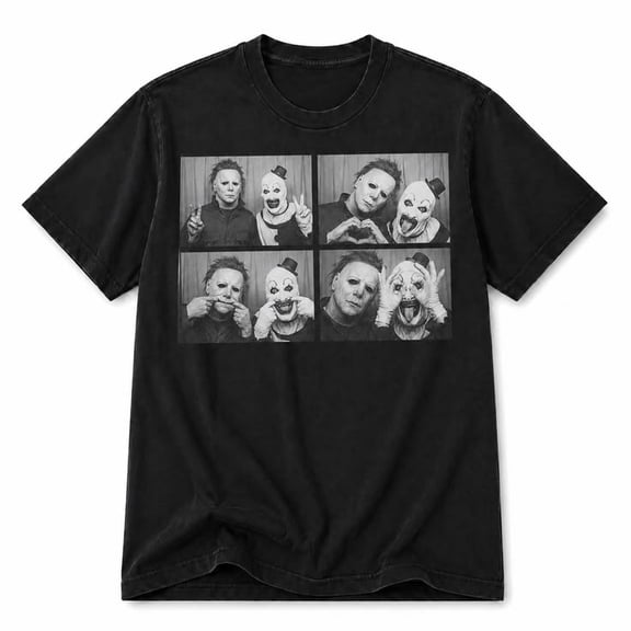 Michel Myers and Art The Clown Photo Booth T-Shirt, Sizes S-5XL, Gildan 5000