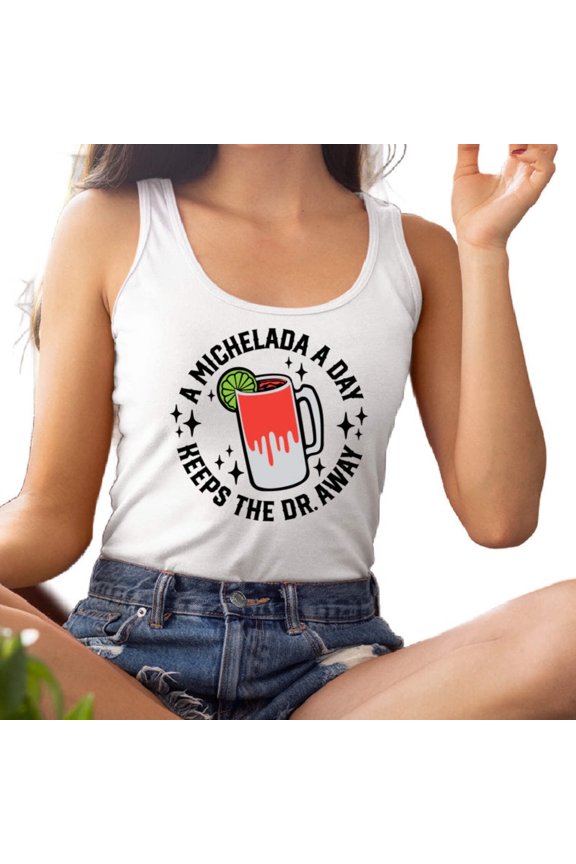 Michelada a Day Tank Top, White, Karla Giselle