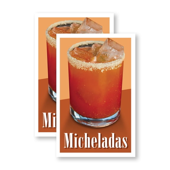 Micheladas (2-Pack) 24 Inch x 36 Inch Vinyl Decals | Sign Insert Peel & Stick Decals Stickers Window Signs | Refreshing Drinks, Mexican Cuisine, Local Promotions | Made in USA