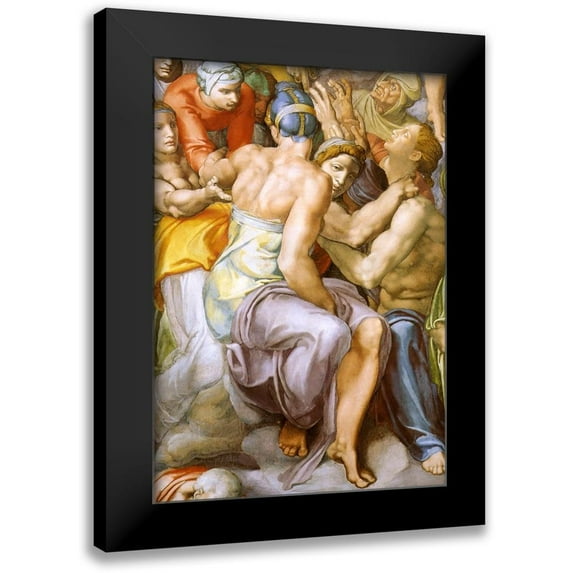 Michelangelo 14x18 Black Modern Framed Museum Art Print Titled - Detail From The Last Judgement 30